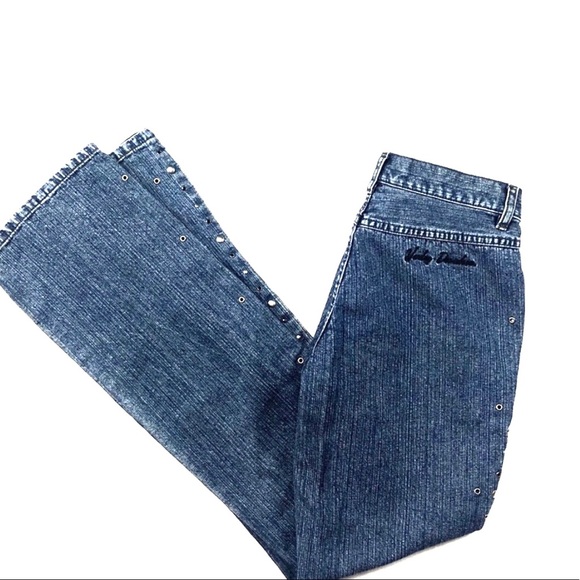 Harley Davidson Flared Blue Denim Jeans Size 4. - Picture 2 of 6